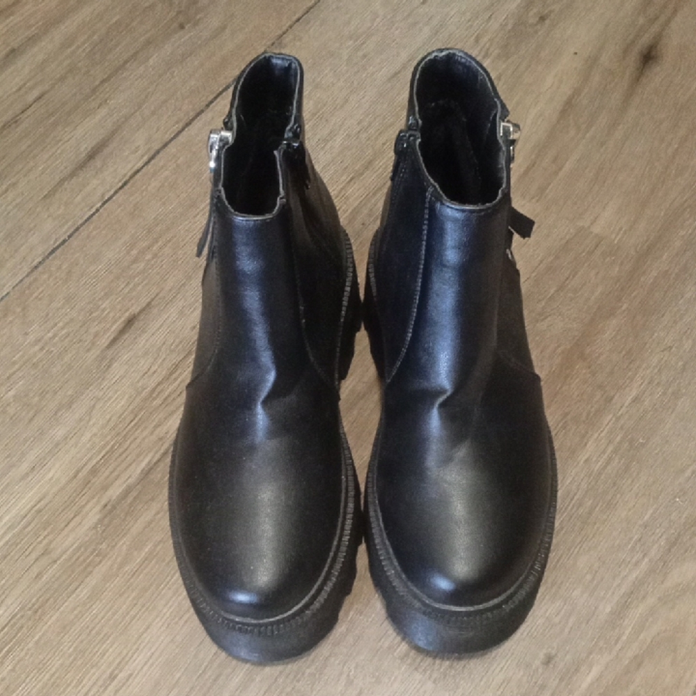 Black Leather Ankle Boots